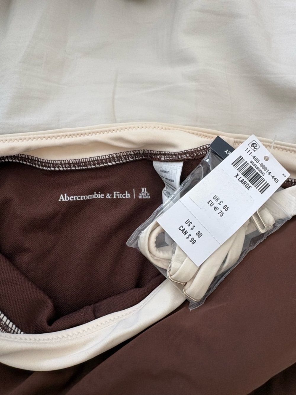 Abercrombie - brand new with tags- High-Waist Brown & Cream One-Piece Swimsuit - Picture 2 of 3